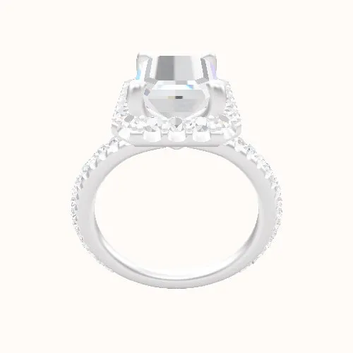 3/4 Pave Engagement Ring With Halo Head