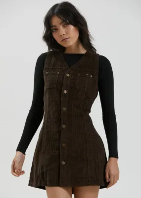 Afends Hemp Check Cord Dress Kaia Coffee