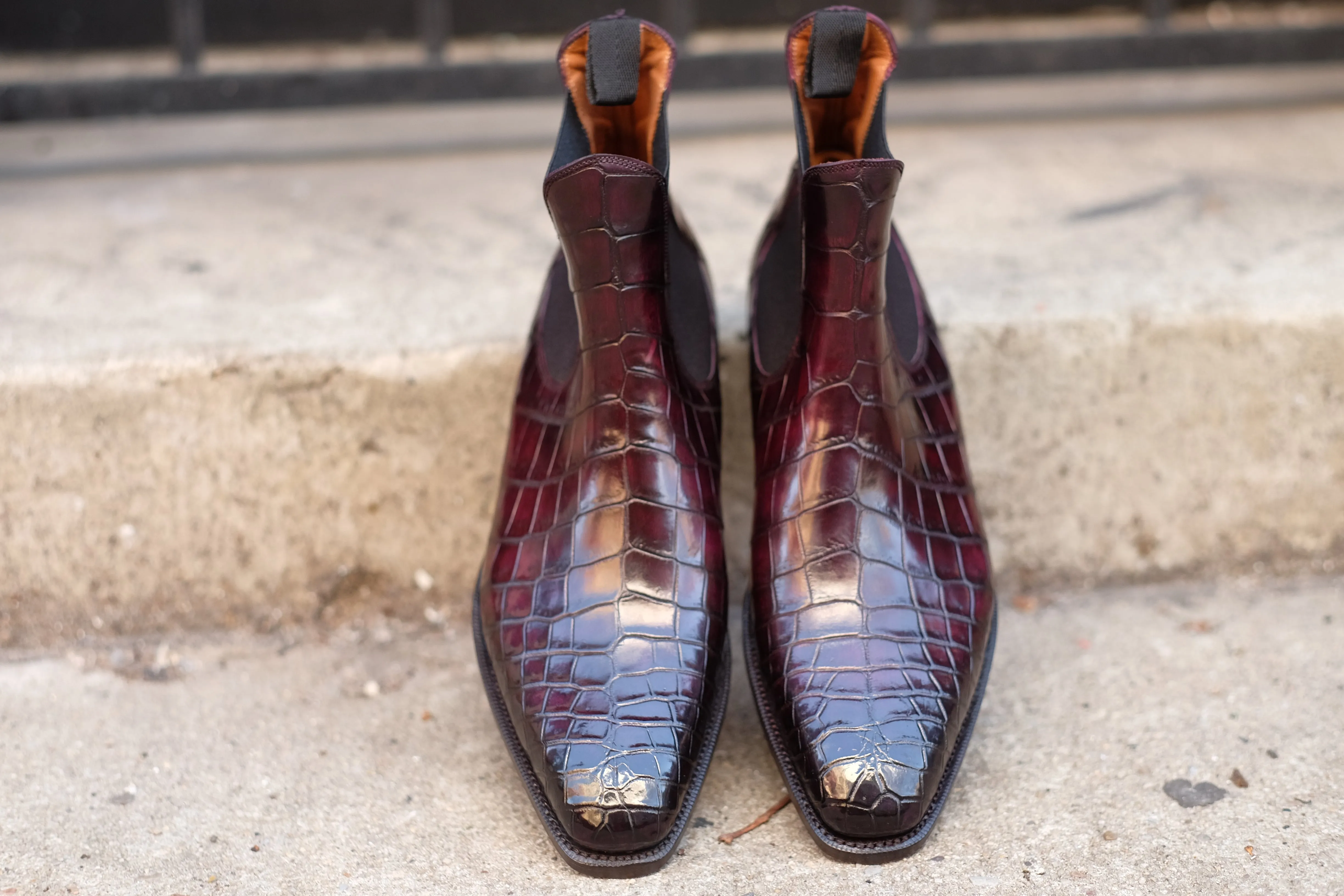 Alki Redux - MTO - Genuine Crocodile - Burgundy Patina - LPB Last - Single Leather Sole