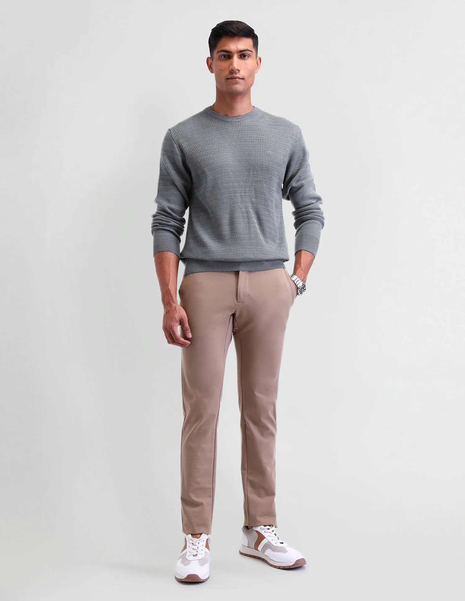 Arrow Textured Regular Fit Sweater