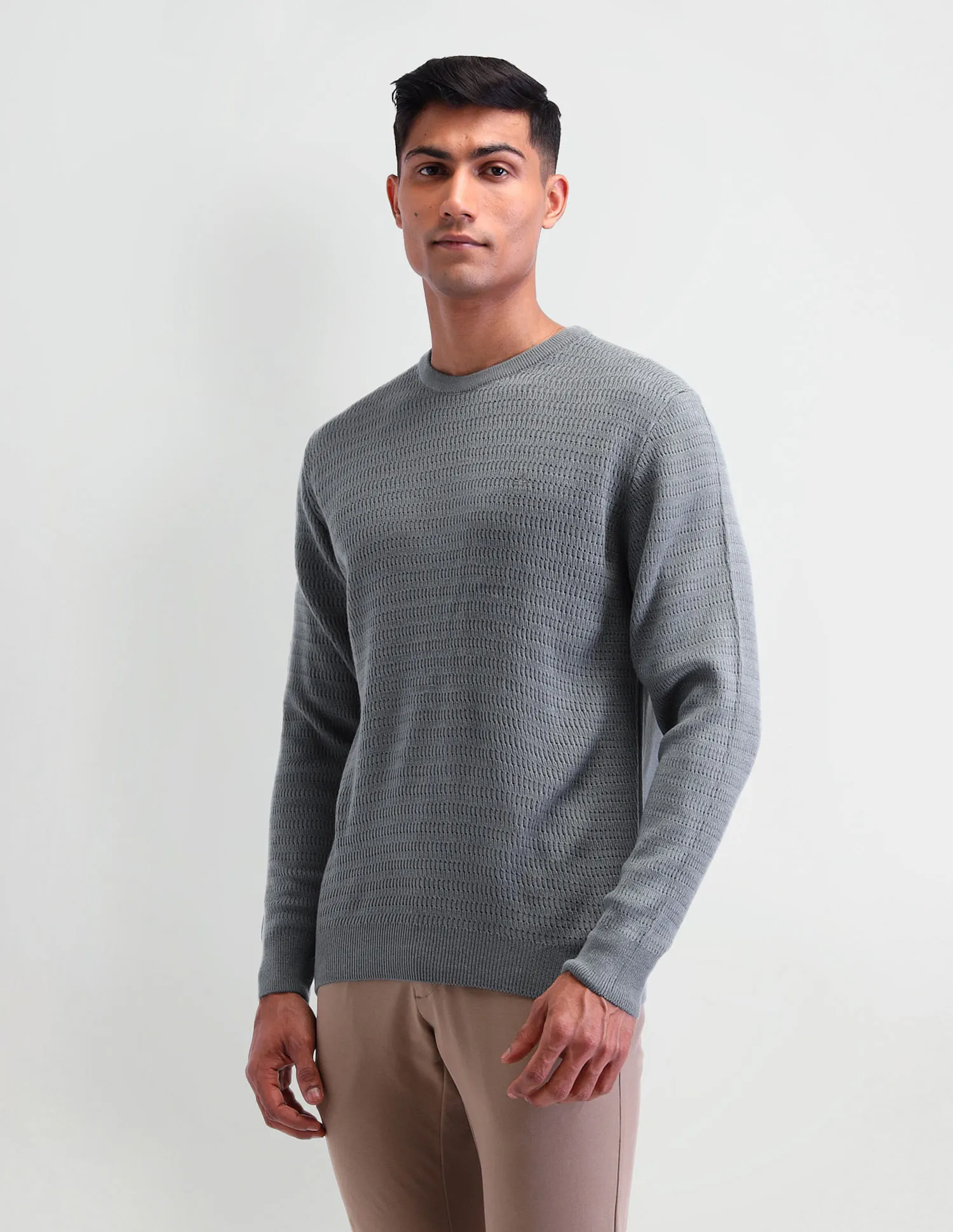 Arrow Textured Regular Fit Sweater