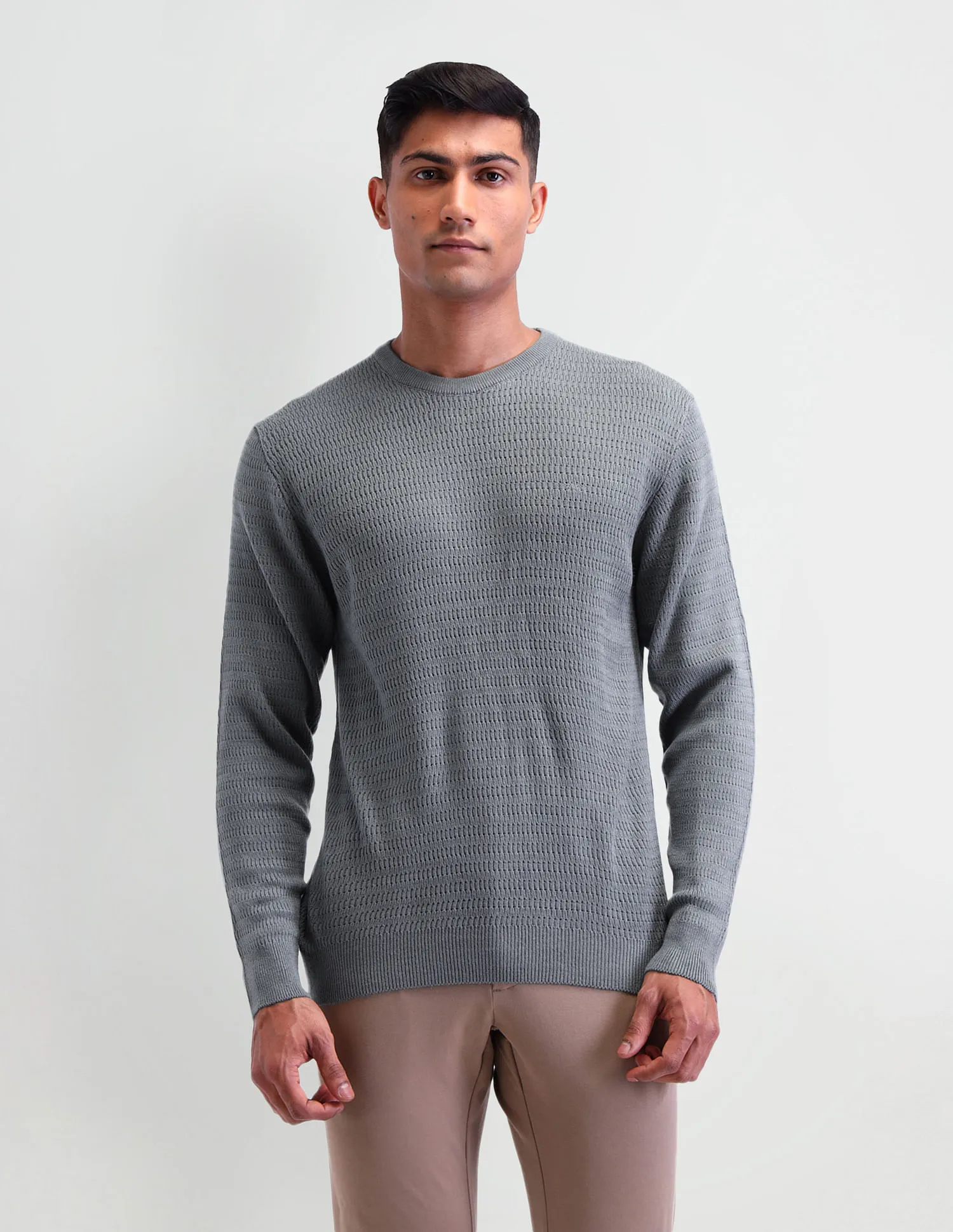 Arrow Textured Regular Fit Sweater