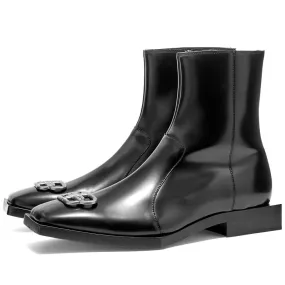 Balenciaga BB Leather Chelsea BootBlack & Nikel