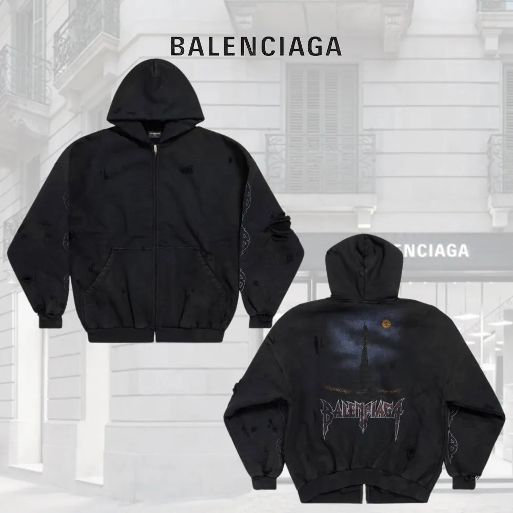 BALENCIAGA  |Unisex Street Style Plain Cotton Oversized Shearling Logo