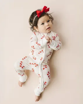 Bamboo Zip Romper | Checkered Candy Cane