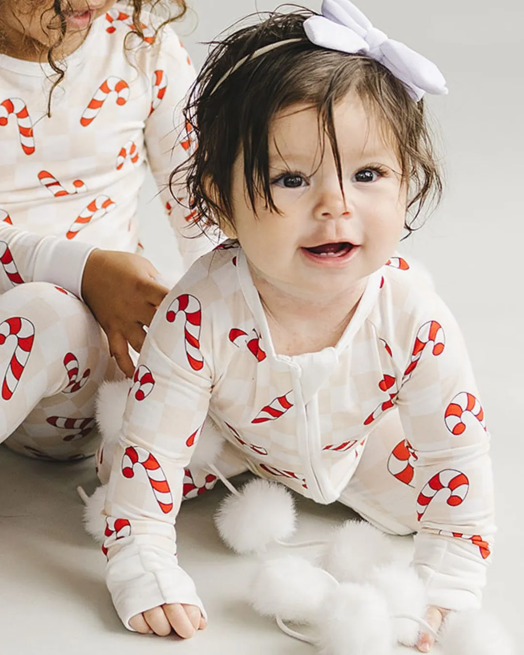 Bamboo Zip Romper | Checkered Candy Cane