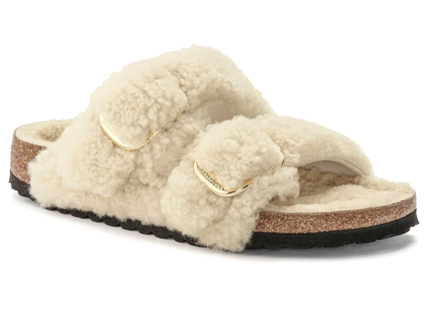 Birkenstock: Arizona Big Buckle Teddy in Eggshell