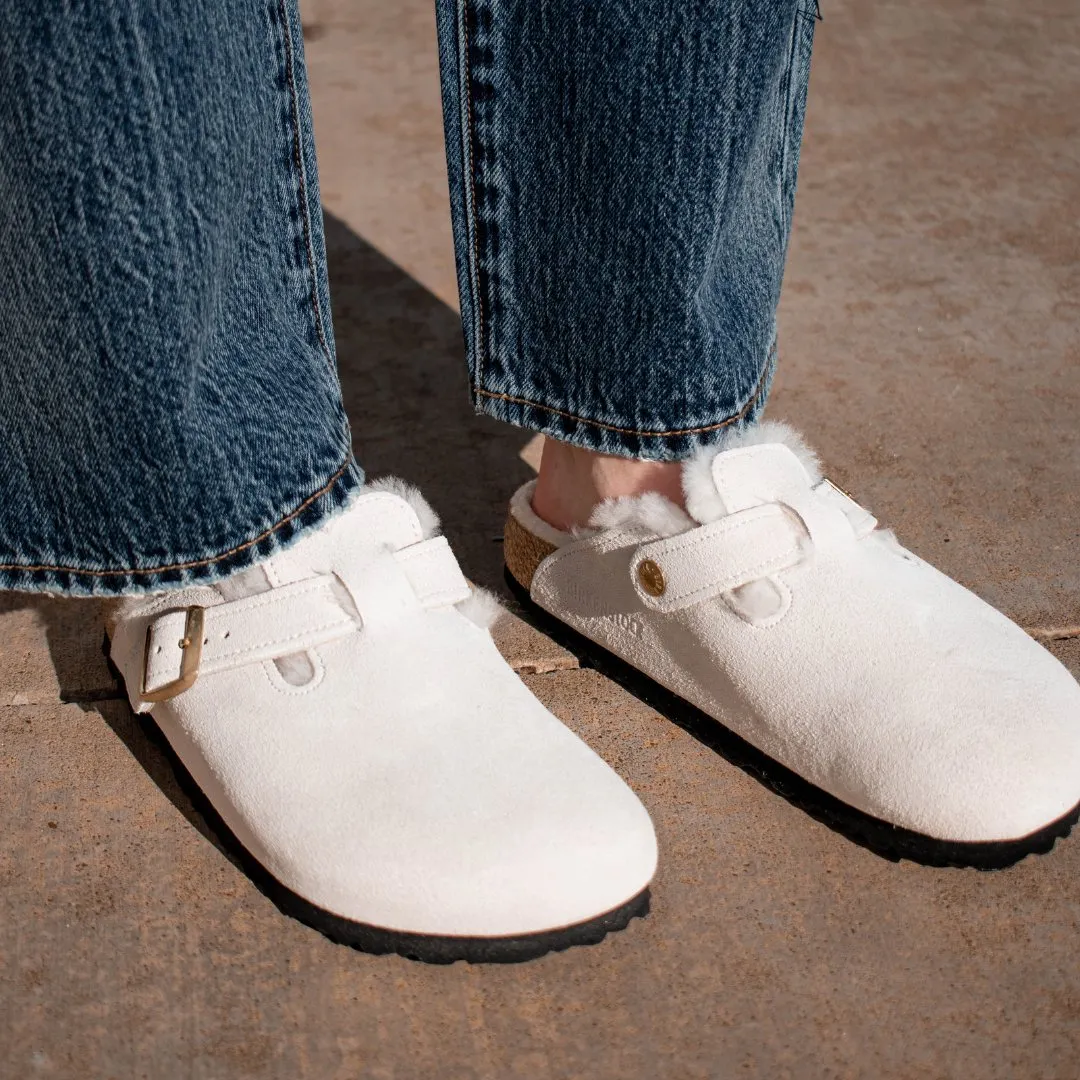 Birkenstock: Boston Shearling in Antique White