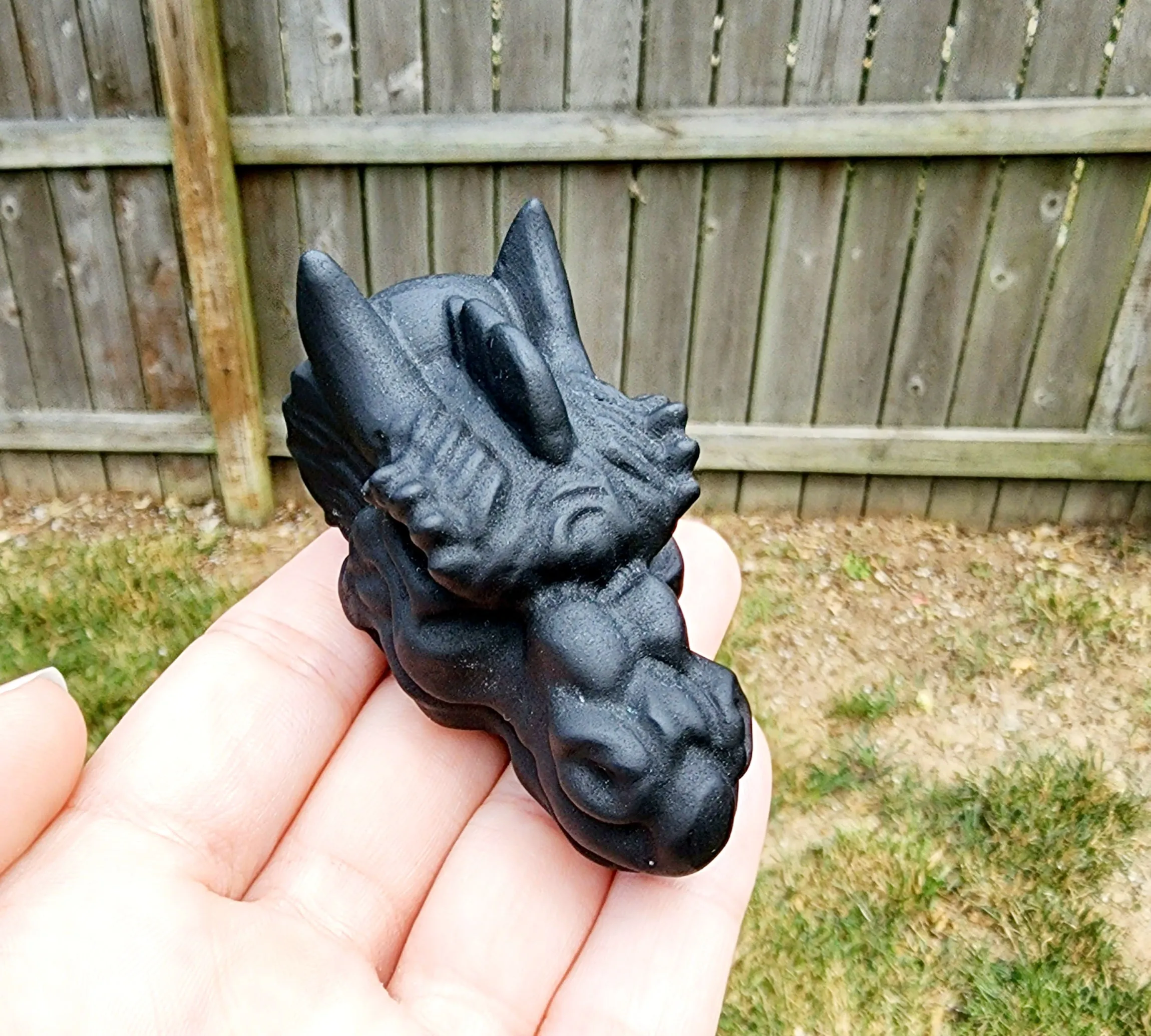 Black Obsidian Dragon Head