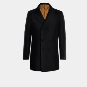 Blue Pure wool Peacoat with contrasted Buttonthreads