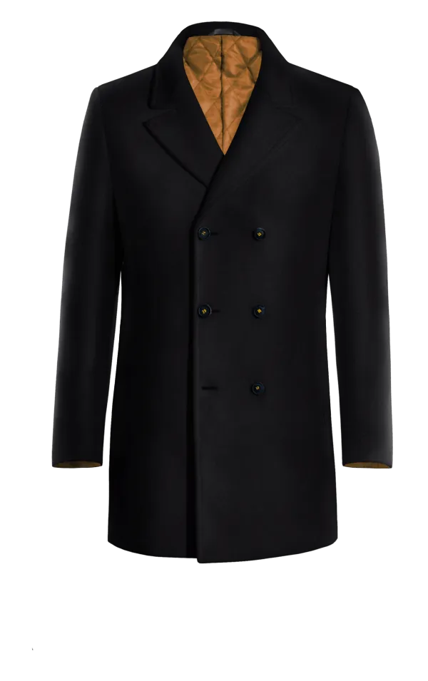 Blue Pure wool Peacoat with contrasted Buttonthreads