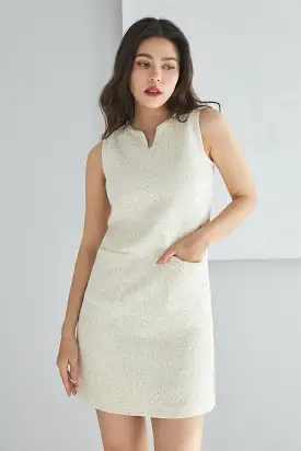 Care no more tweed dress in beige