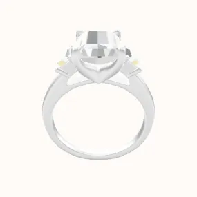 Cathedral Band with Trapezoid Sidestones Engagement Ring With Four Prong Head