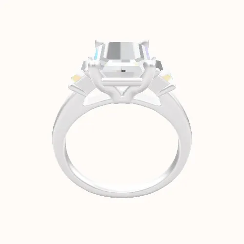 Cathedral Band with Trapezoid Sidestones Engagement Ring With Standard Four Prong Head