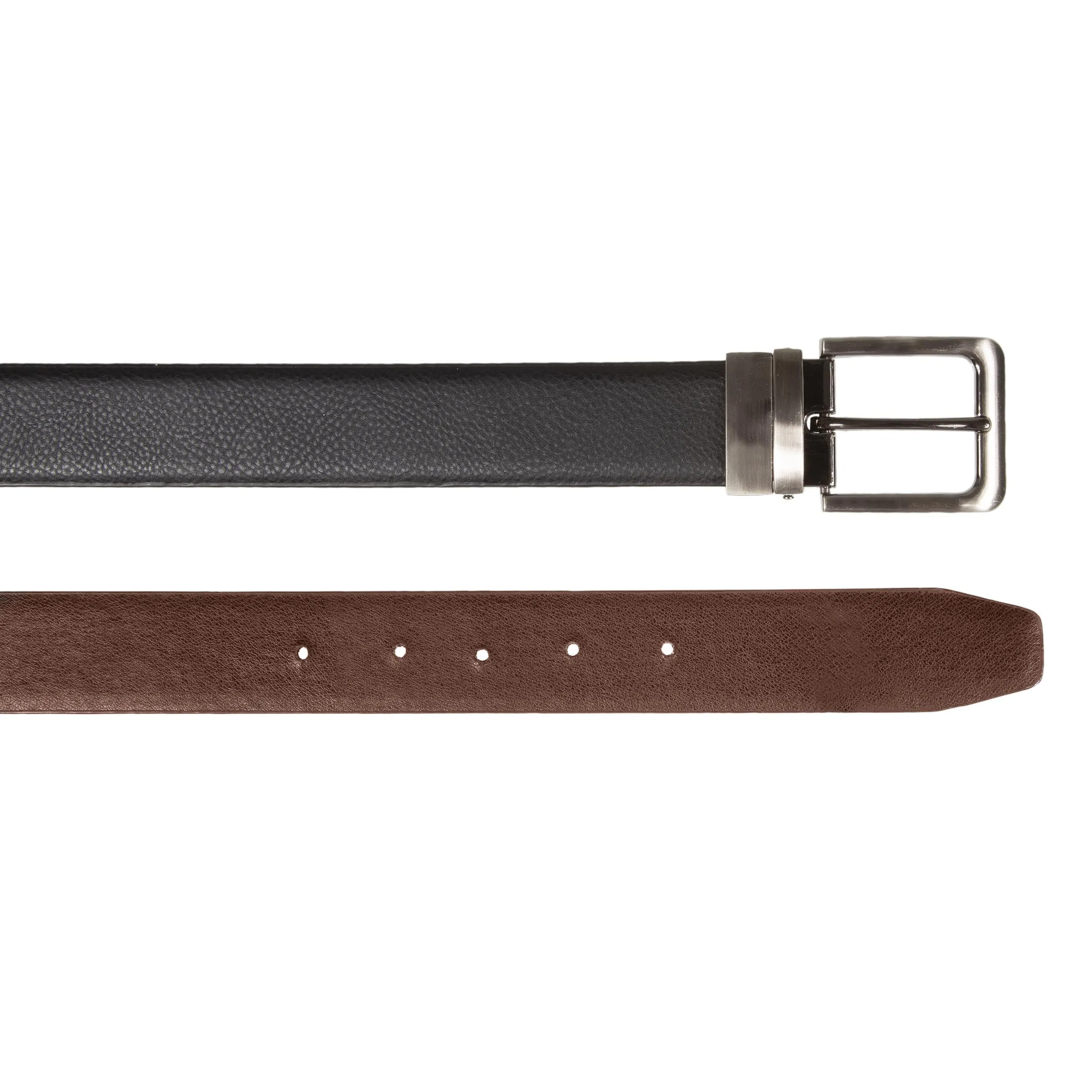 Ceinture Homme 2 en 1 Grainé Noir/Marron