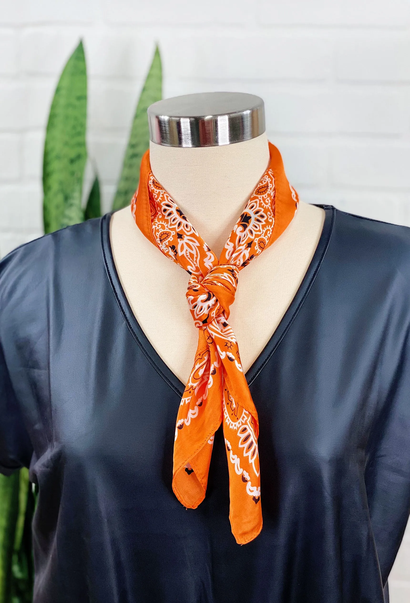 Charlee Bandana Neck Scarf in Orange