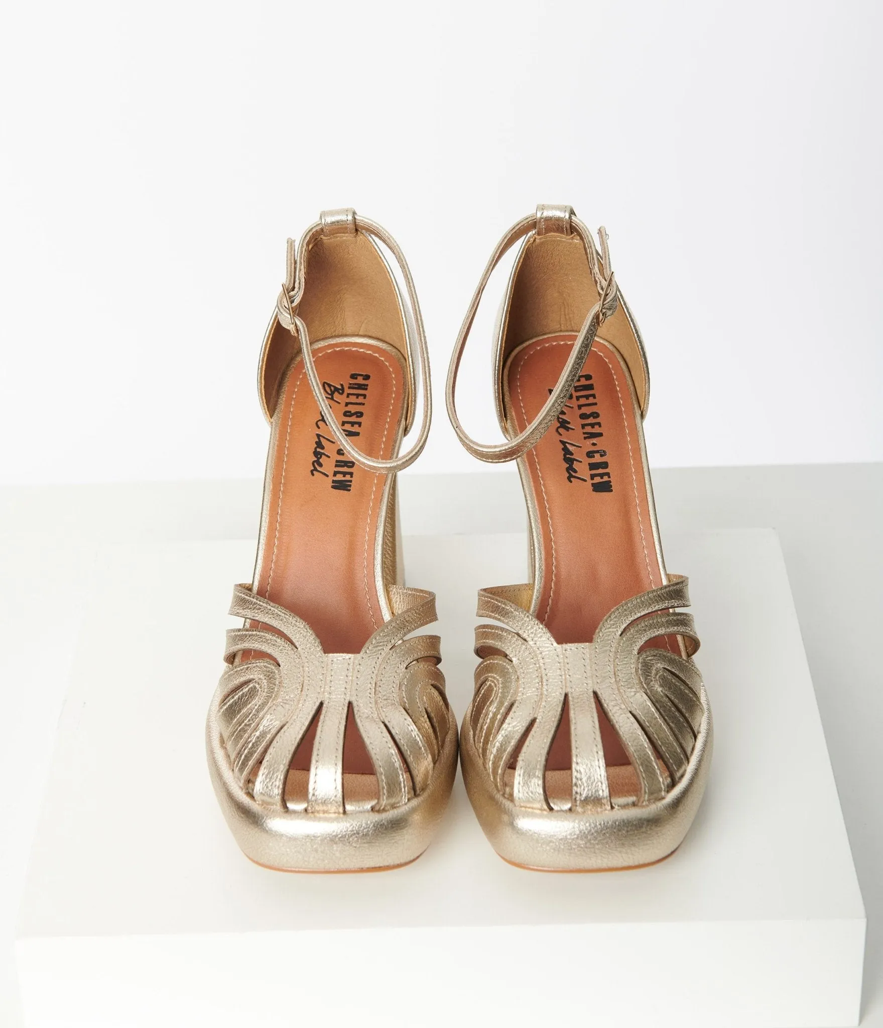 Chelsea Crew Gold Leather Platform Sandals