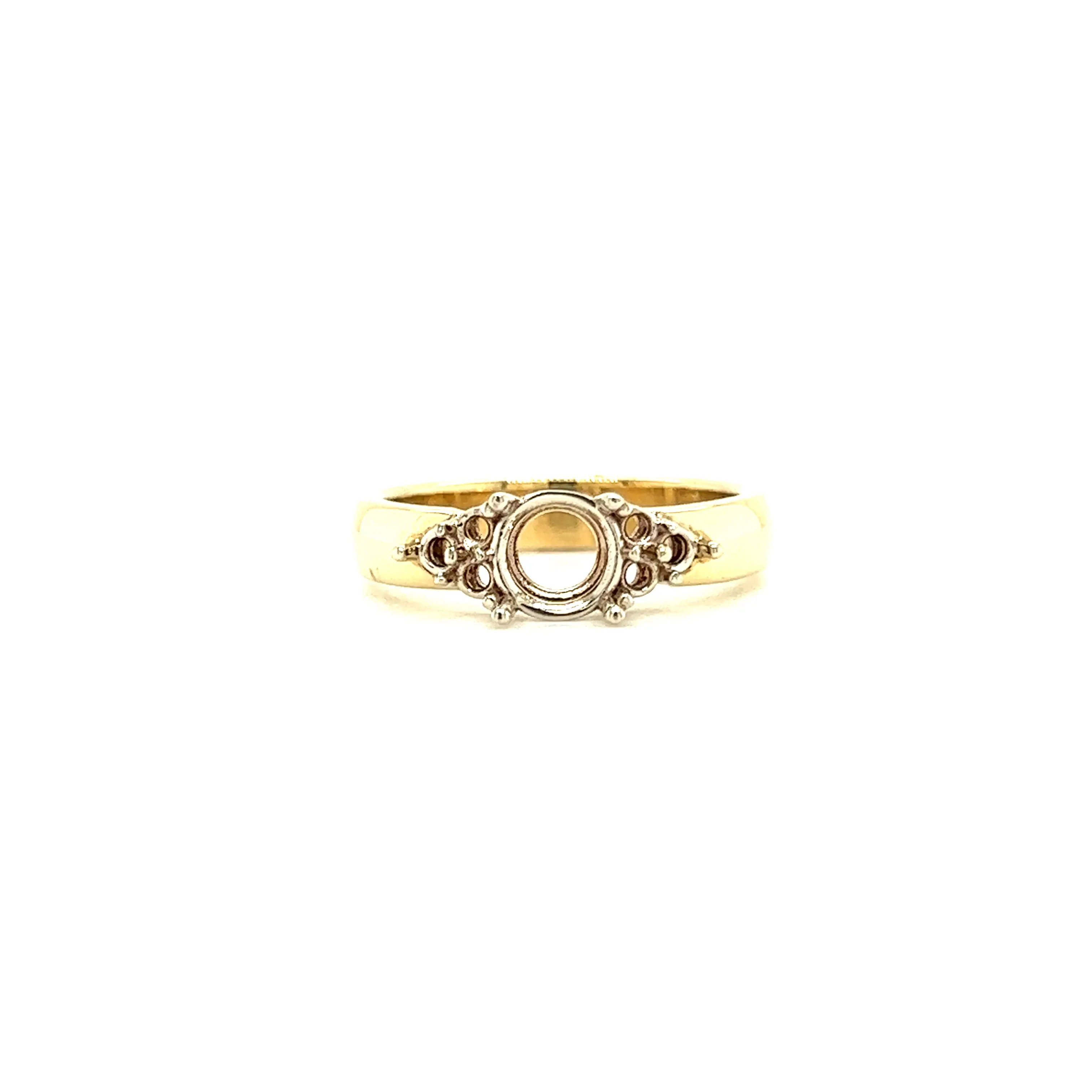 Cluster Ring Setting with Four Prong Head in 14K Yellow Gold