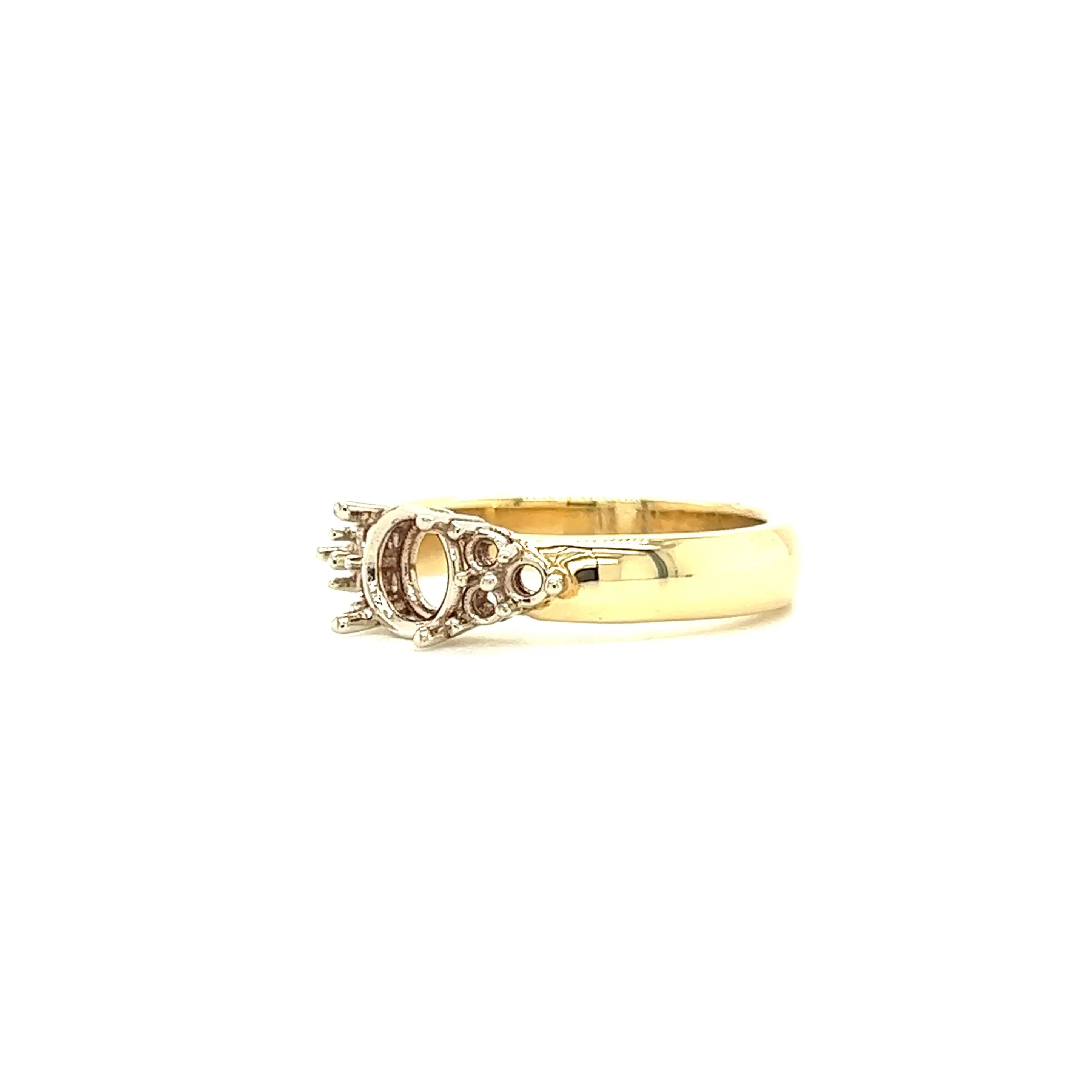 Cluster Ring Setting with Four Prong Head in 14K Yellow Gold