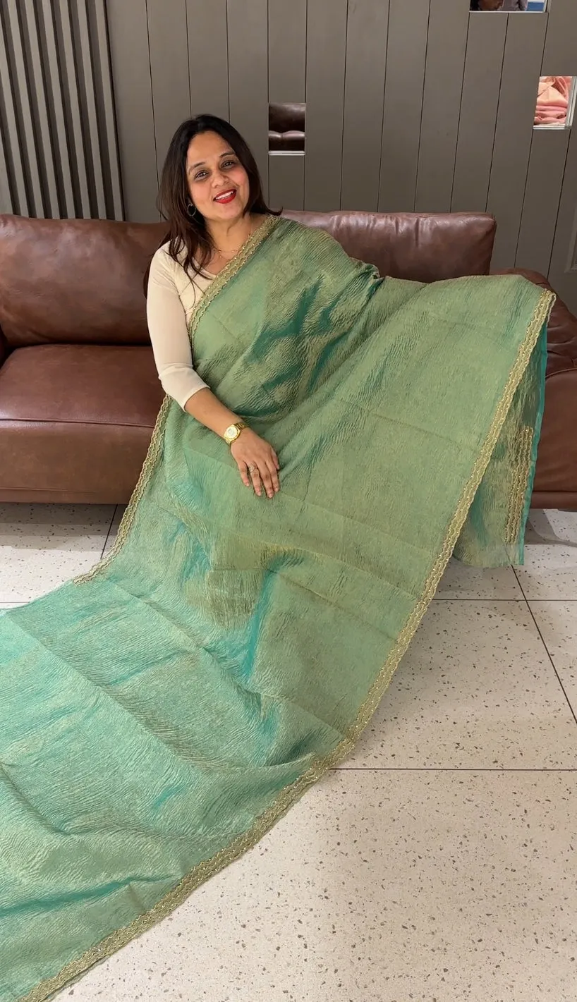 CRUSHED BANARASI SAREES - IHA 13931