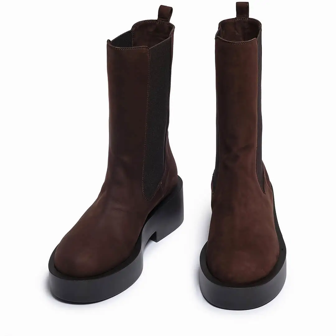 Dark brown leather chelsea boot