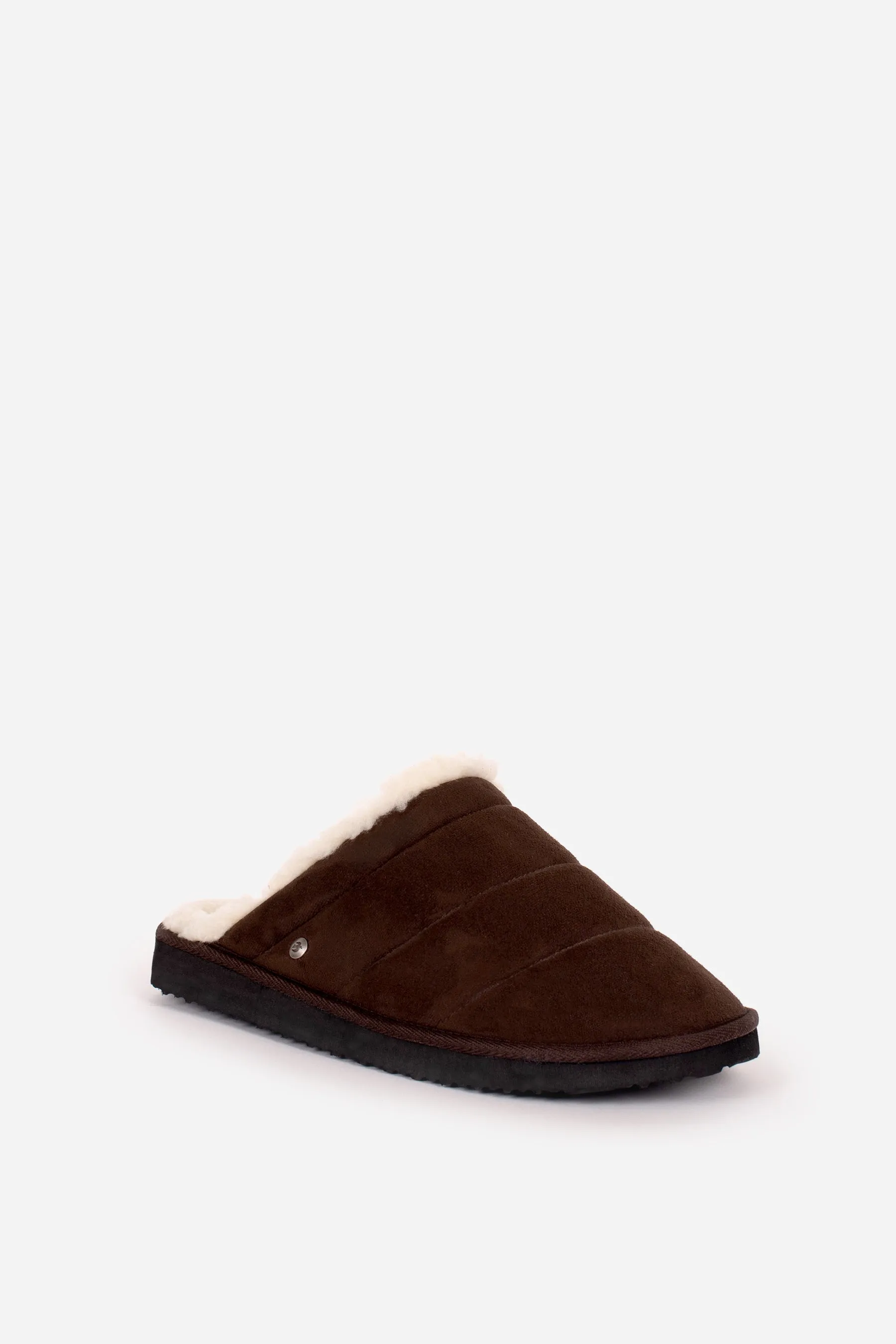 Dark Brown Quilted Slipper