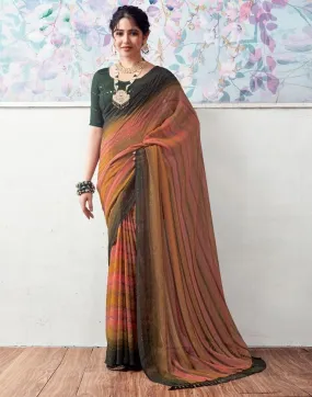 Dark Mehandi Green Georgette Printed Sarees