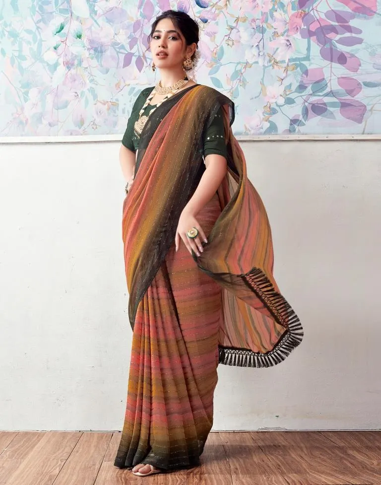 Dark Mehandi Green Georgette Printed Sarees