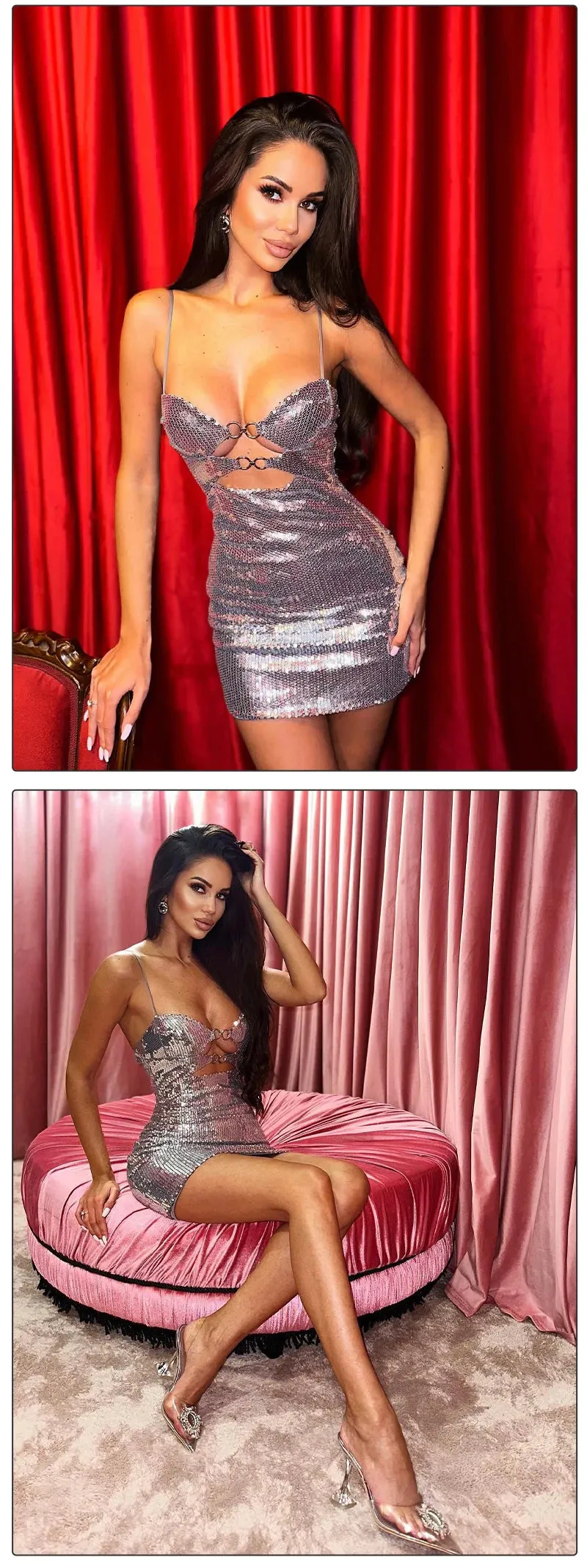 Double Layer Party Dress With Glitter