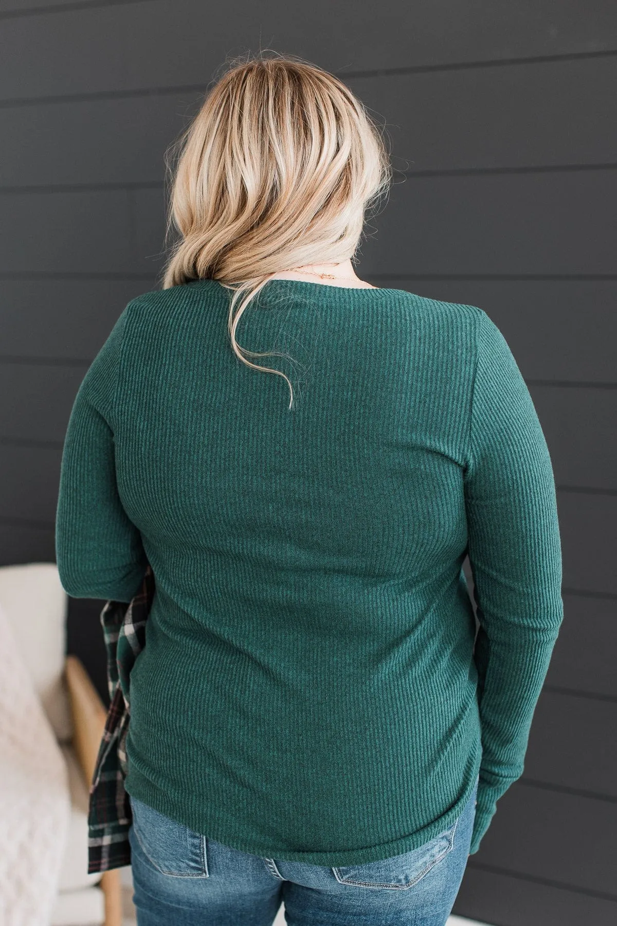 Dreams Of Forever Ribbed Top- Hunter Green