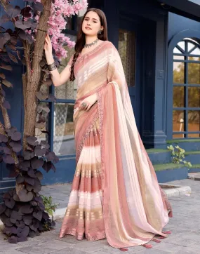 Dusty Rose Pink Georgette Printed Sarees