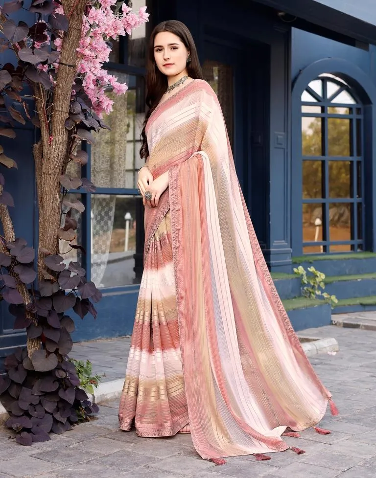 Dusty Rose Pink Georgette Printed Sarees