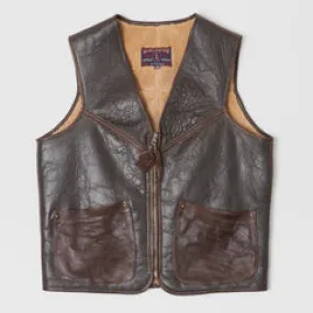 Eastman Shearling Biker Vest Dark Brown