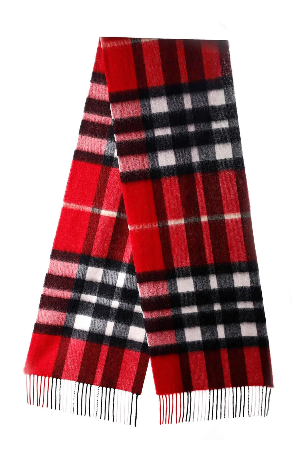 Edinburgh Cashmere Exploded Red Check Lambswool Scarf