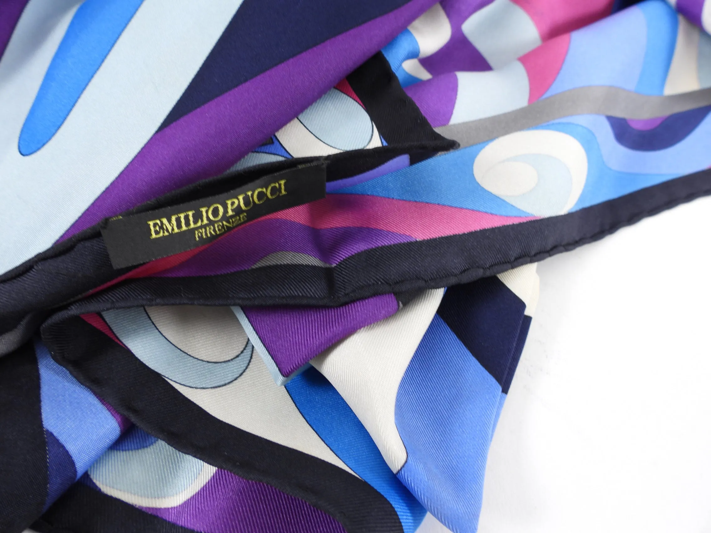 Emilio Pucci Blue and Pink Silk Twill Square 90cm Scarf