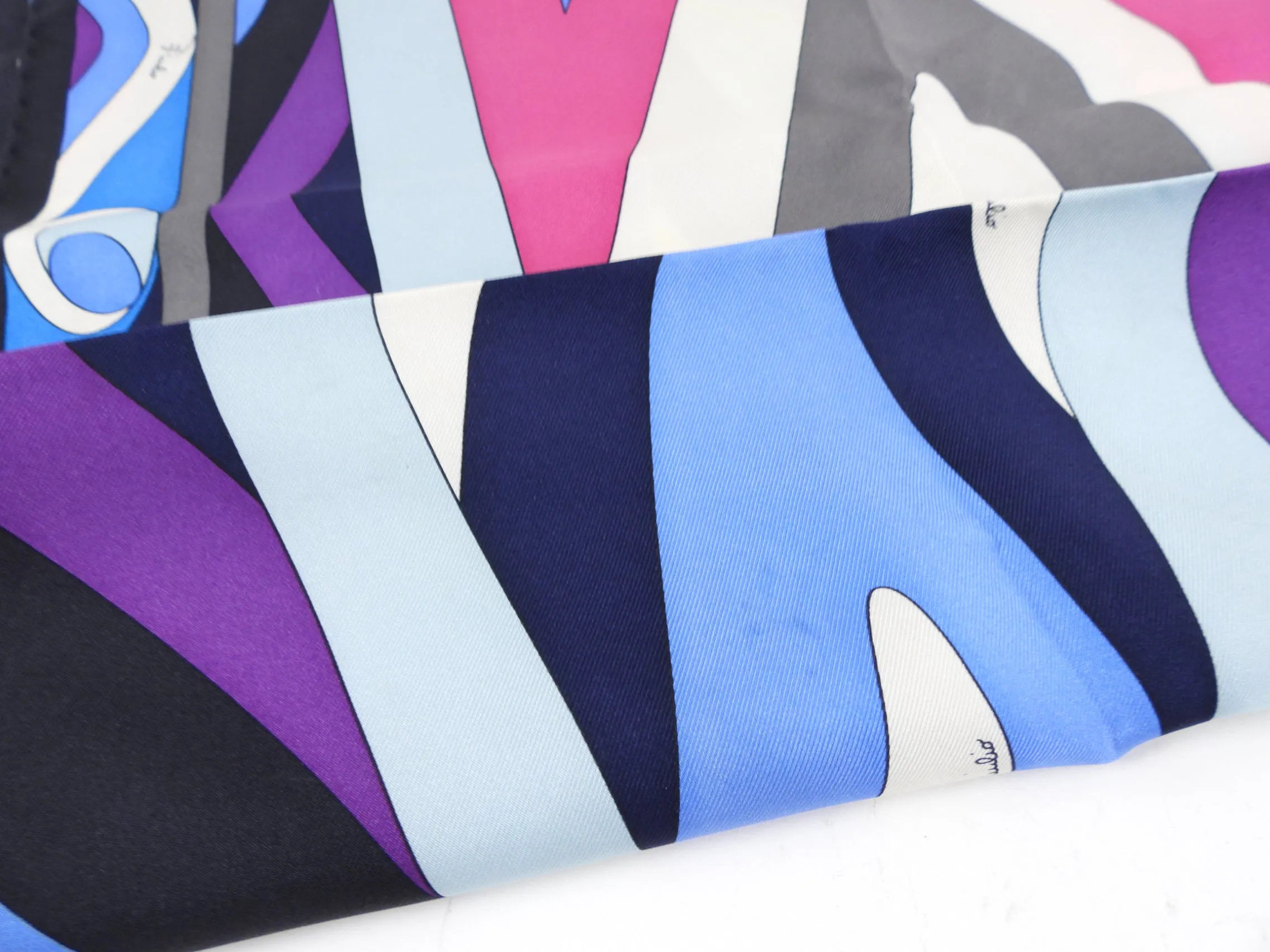 Emilio Pucci Blue and Pink Silk Twill Square 90cm Scarf