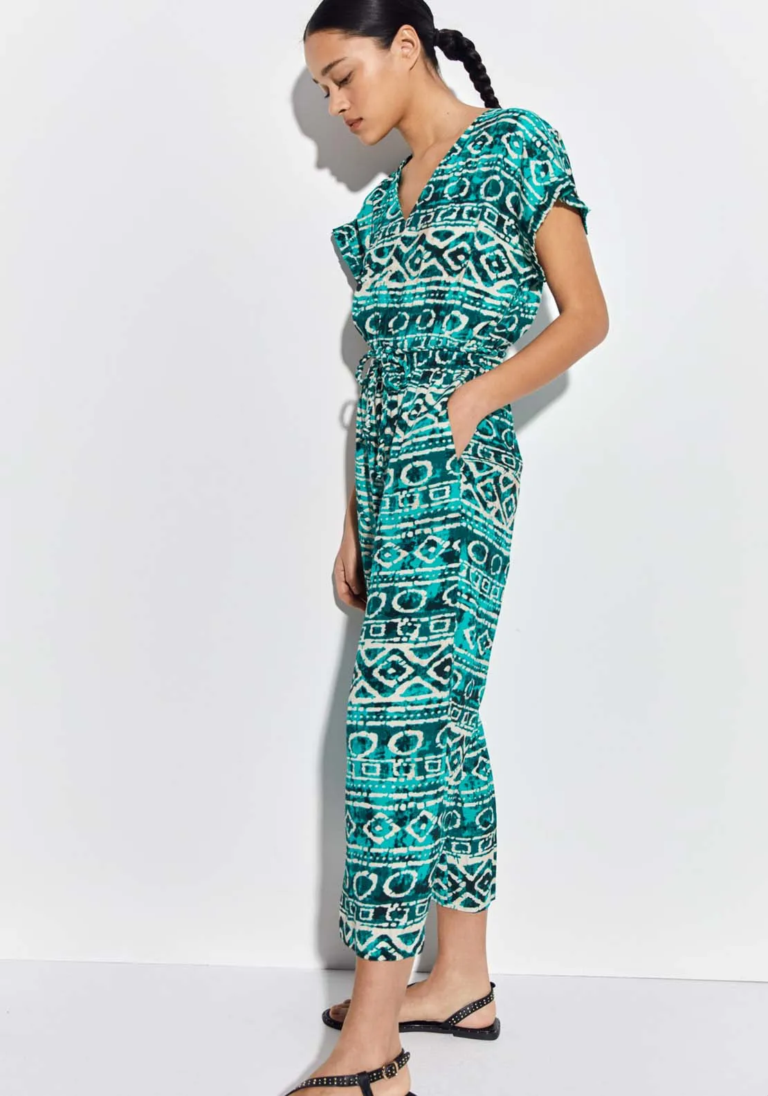 Ethnic-print jumpsuit