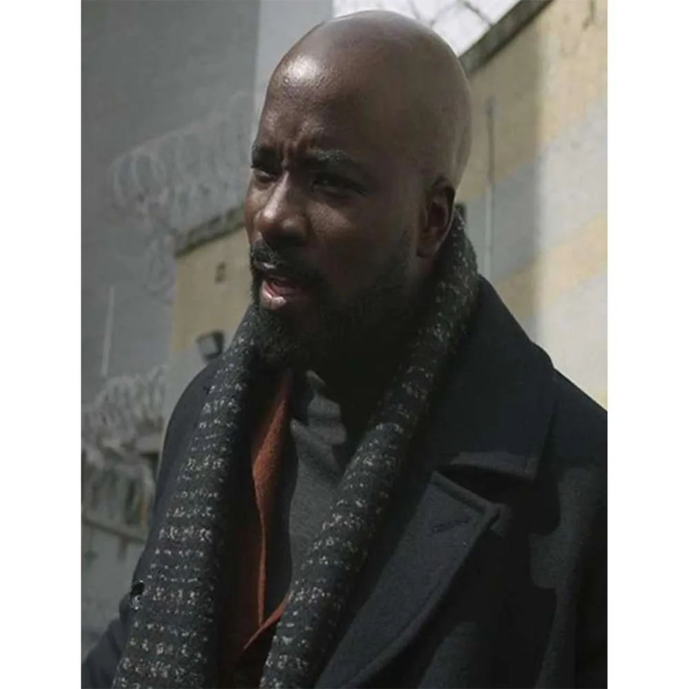 Evil Mike Colter Black Wool Peacoat