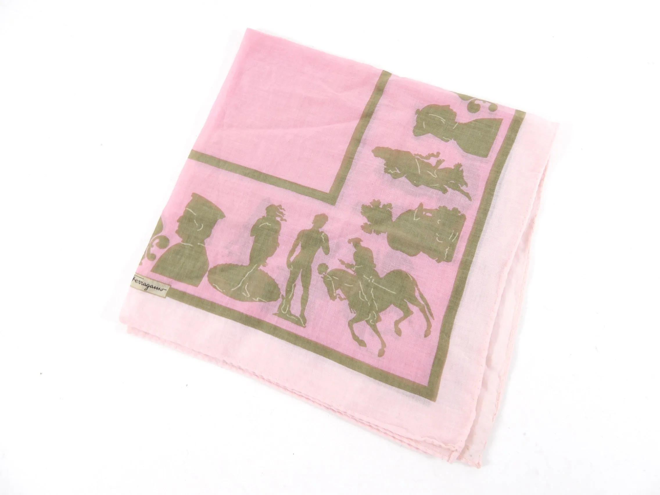 Ferragamo Vintage Light Pink Cotton Small Scarf