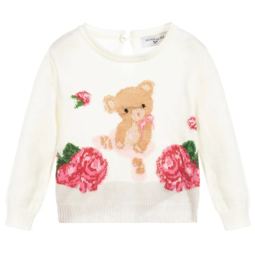 Girls Ivory Knitted Sweater 