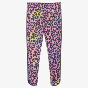 Girls Pink Leopard Leggings