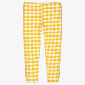 Girls Yellow Gingham Leggings