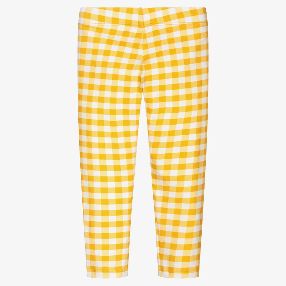 Girls Yellow Gingham Leggings