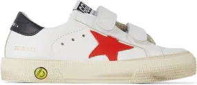 Golden Goose Baby White & Red May School Velcro Sneakers