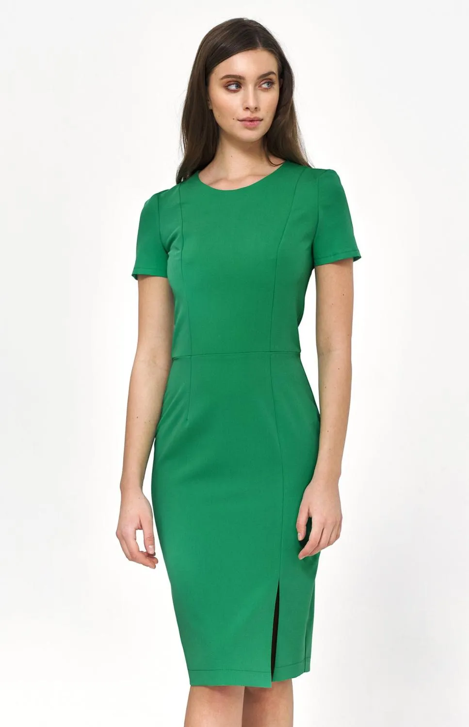 Green strict sheath dress