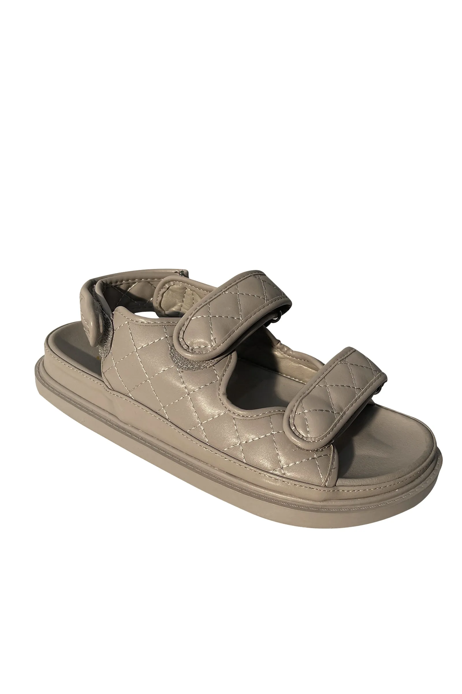 Grey Quilted Dad Sandal