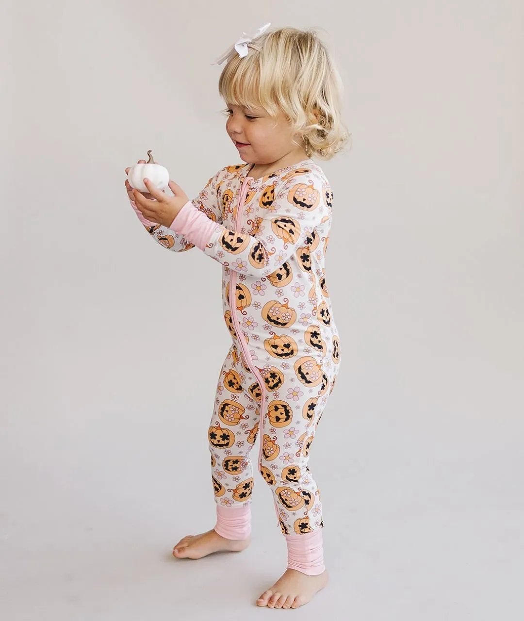 Halloween Bamboo Zip Romper | Pink