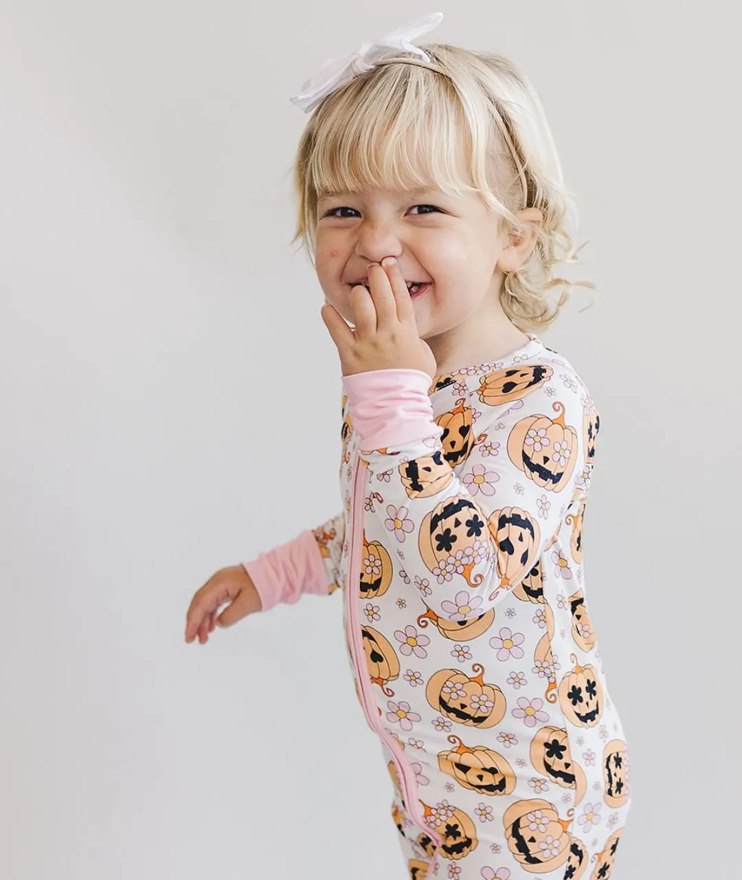 Halloween Bamboo Zip Romper | Pink