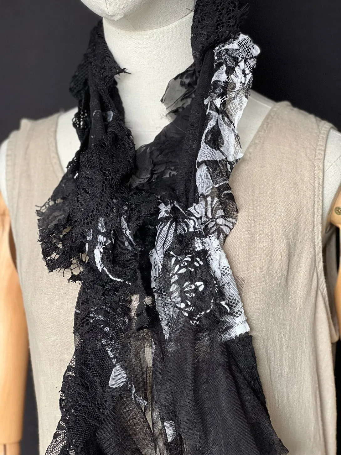 Handmade Black & White Scarf