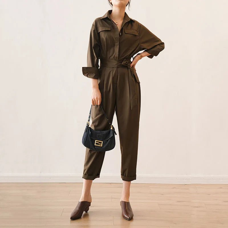 High Street Women's Jumpsuit - Solid Color Fitness Ankle-length Loose Fit Jumpsuit